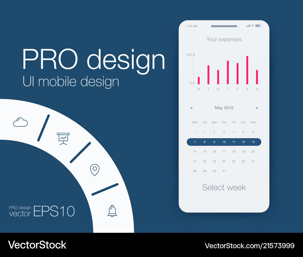Date application ui design concept stock Date application ui design concept stock Vector Image