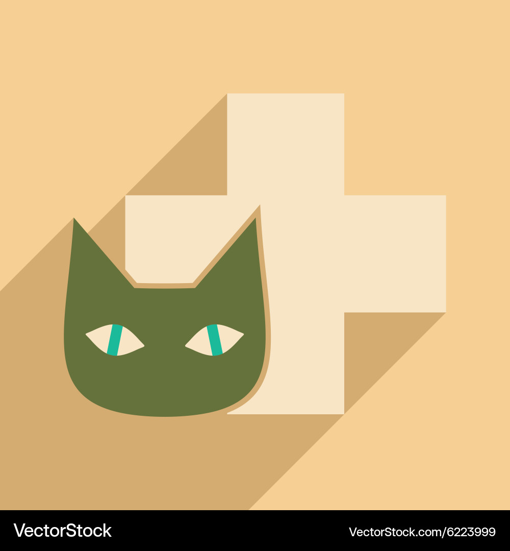 Flat with shadow icon and mobile application cat Vector Image