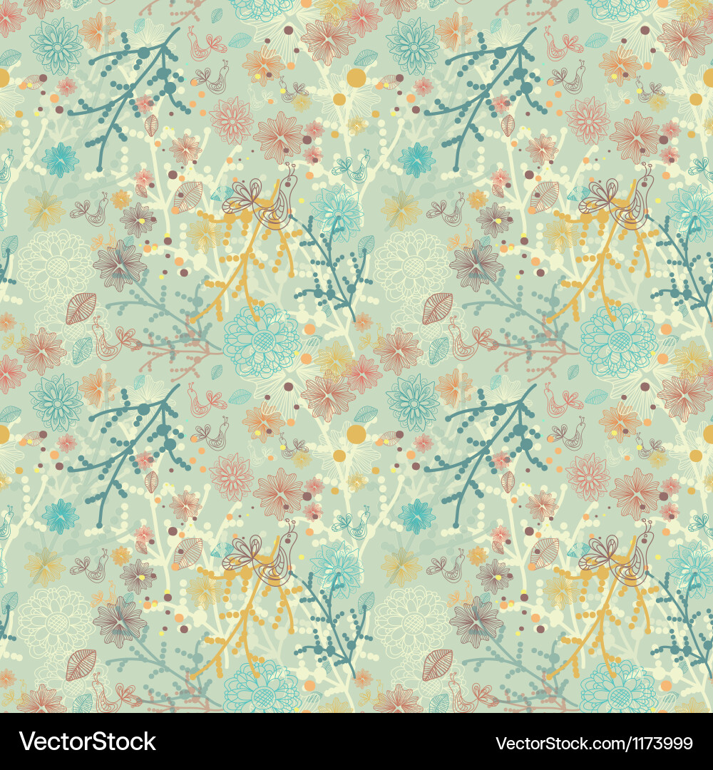 Floral Bird Seamless Pattern Royalty Free Vector Image