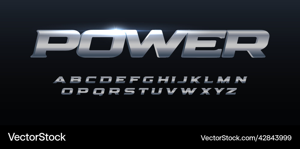 Iron Power Font - Metal Typography vector image