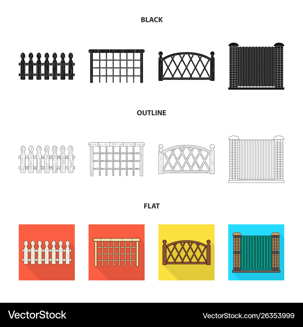 Isolated object gate and fence icon collection Vector Image