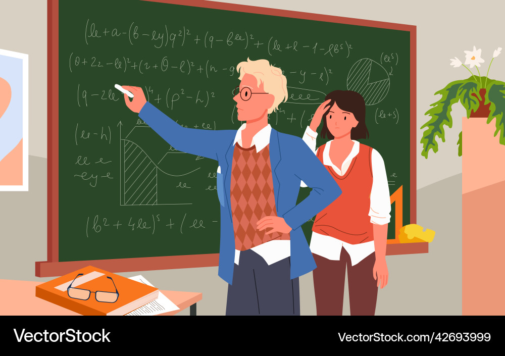 Lehrer der Mathe im Unterricht erklärt Lehrer der Mathe im Unterricht erklärt vektorbild