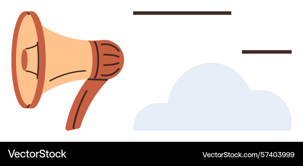 Megaphone amplifying message with cloud element Megaphone amplifying message with cloud element vector image