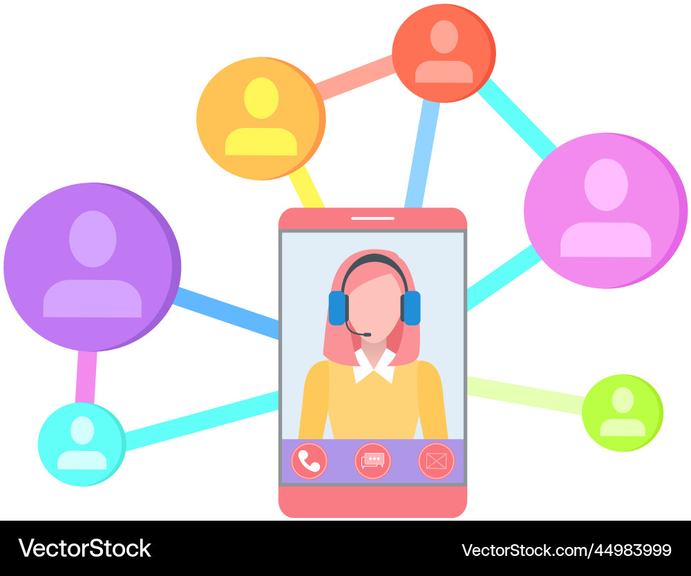 Operator of call center in headset working Vector Image