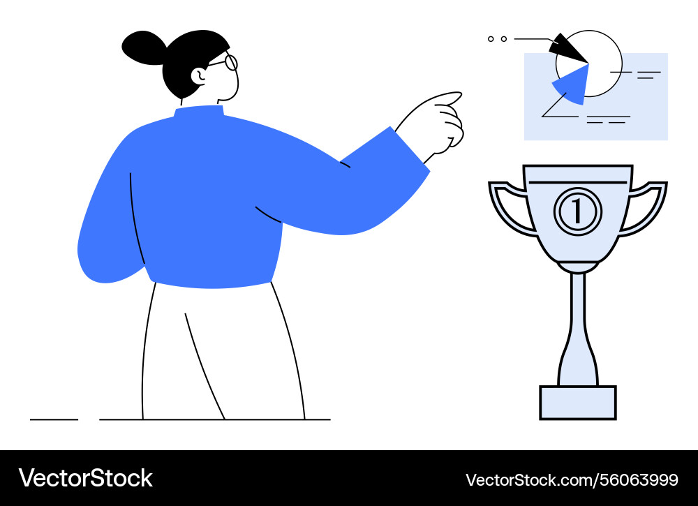 Person analyzing data and pointing at a chart next Vector Image