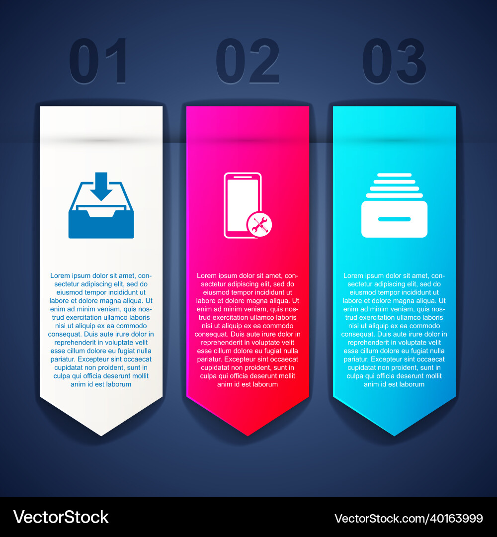 Set download inbox mobile service and drawer vector image
