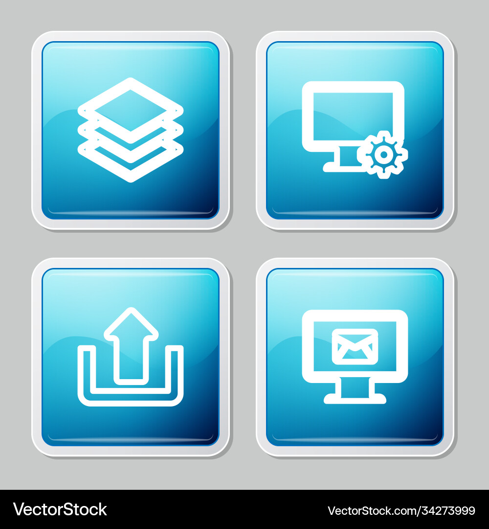Set line layers computer monitor and gear upload Set line layers computer monitor and gear upload Vector Image