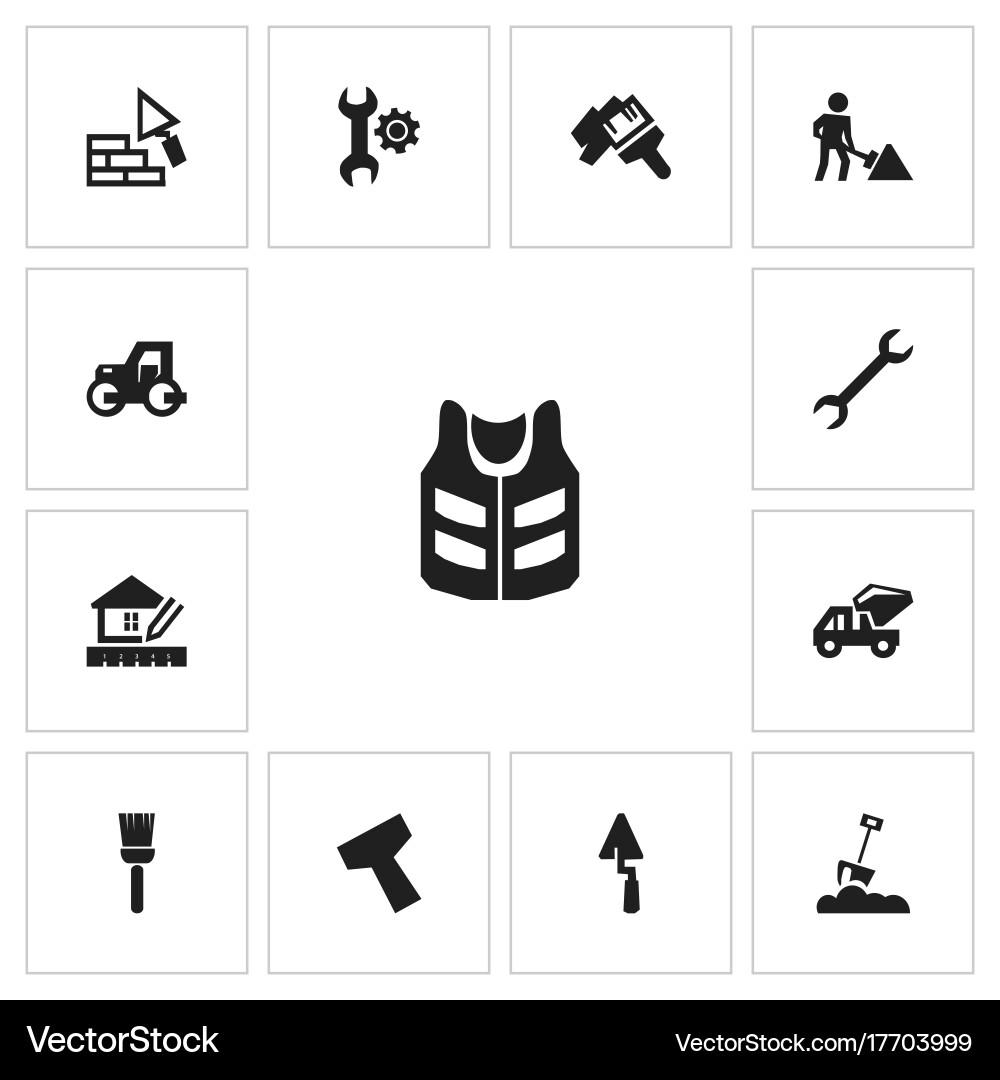 Set of 13 editable building icons includes vector image