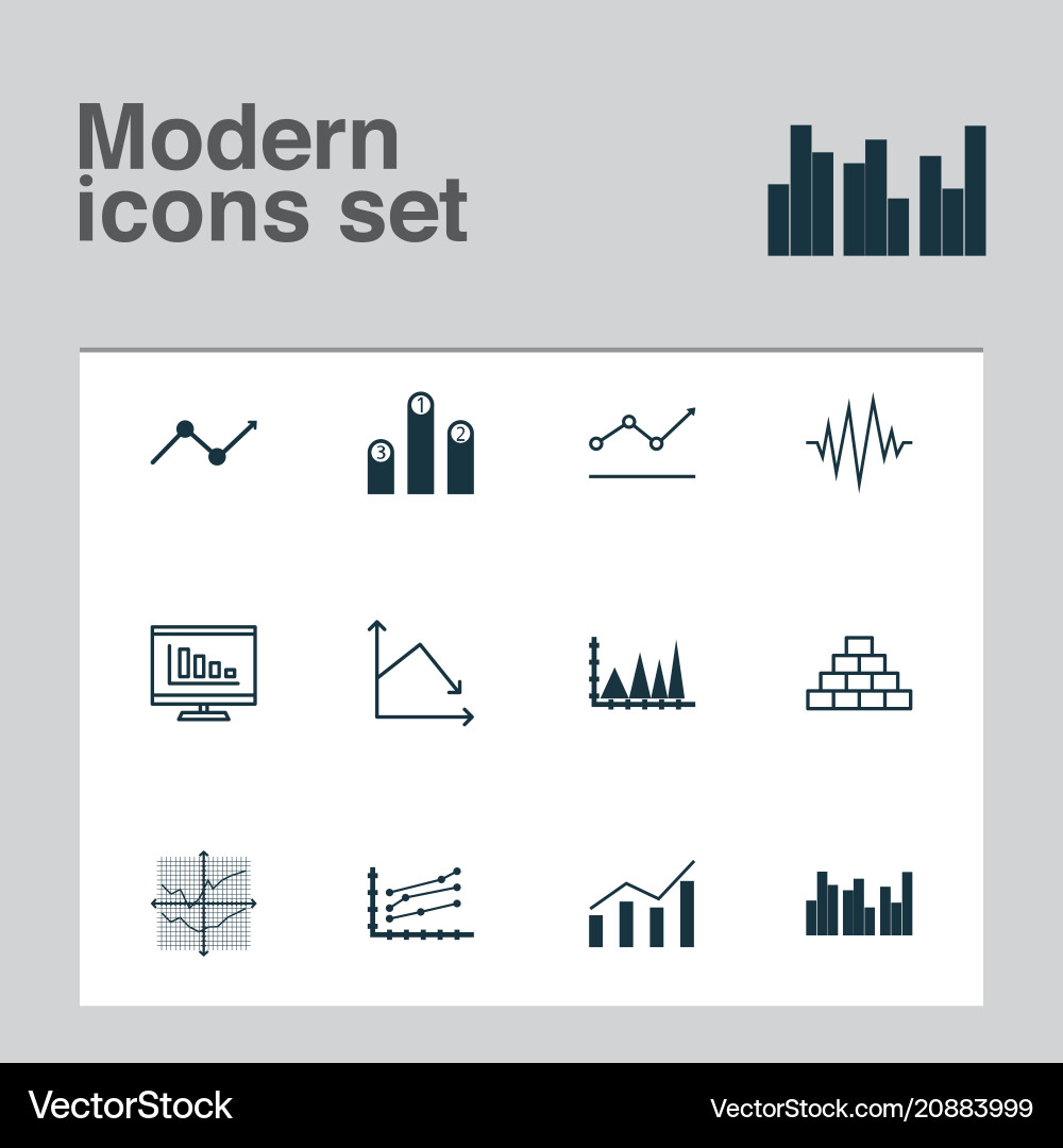 Set of graphs diagrams and statistics icons Set of graphs diagrams and statistics icons vector image