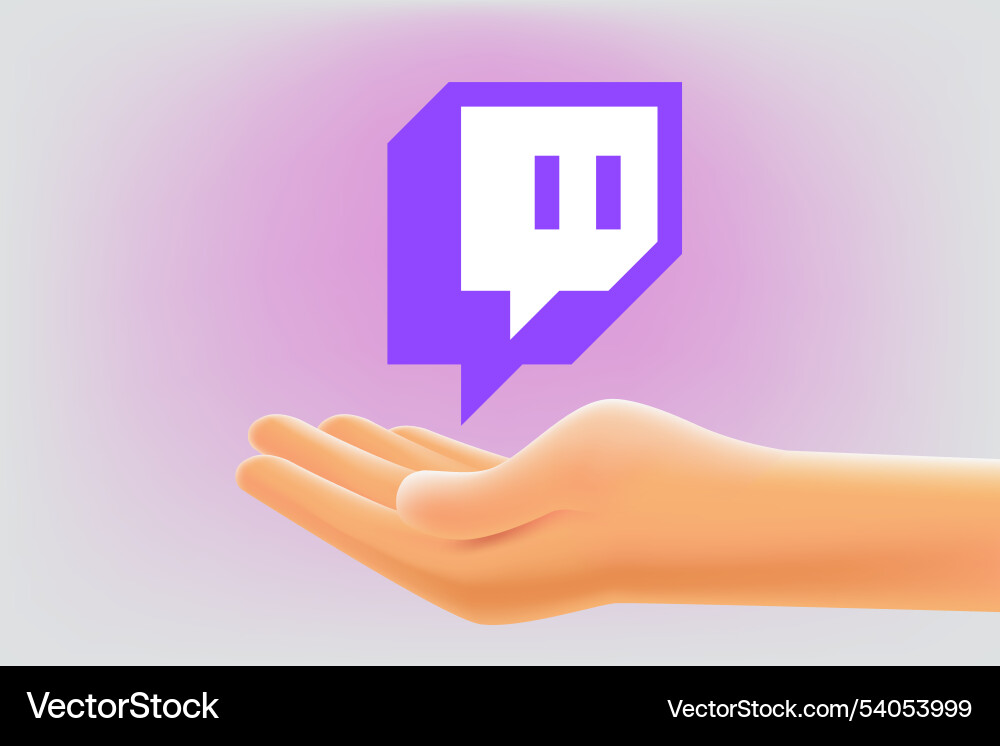 Twitch application icon with the hand editorial Twitch application icon with the hand editorial vector image
