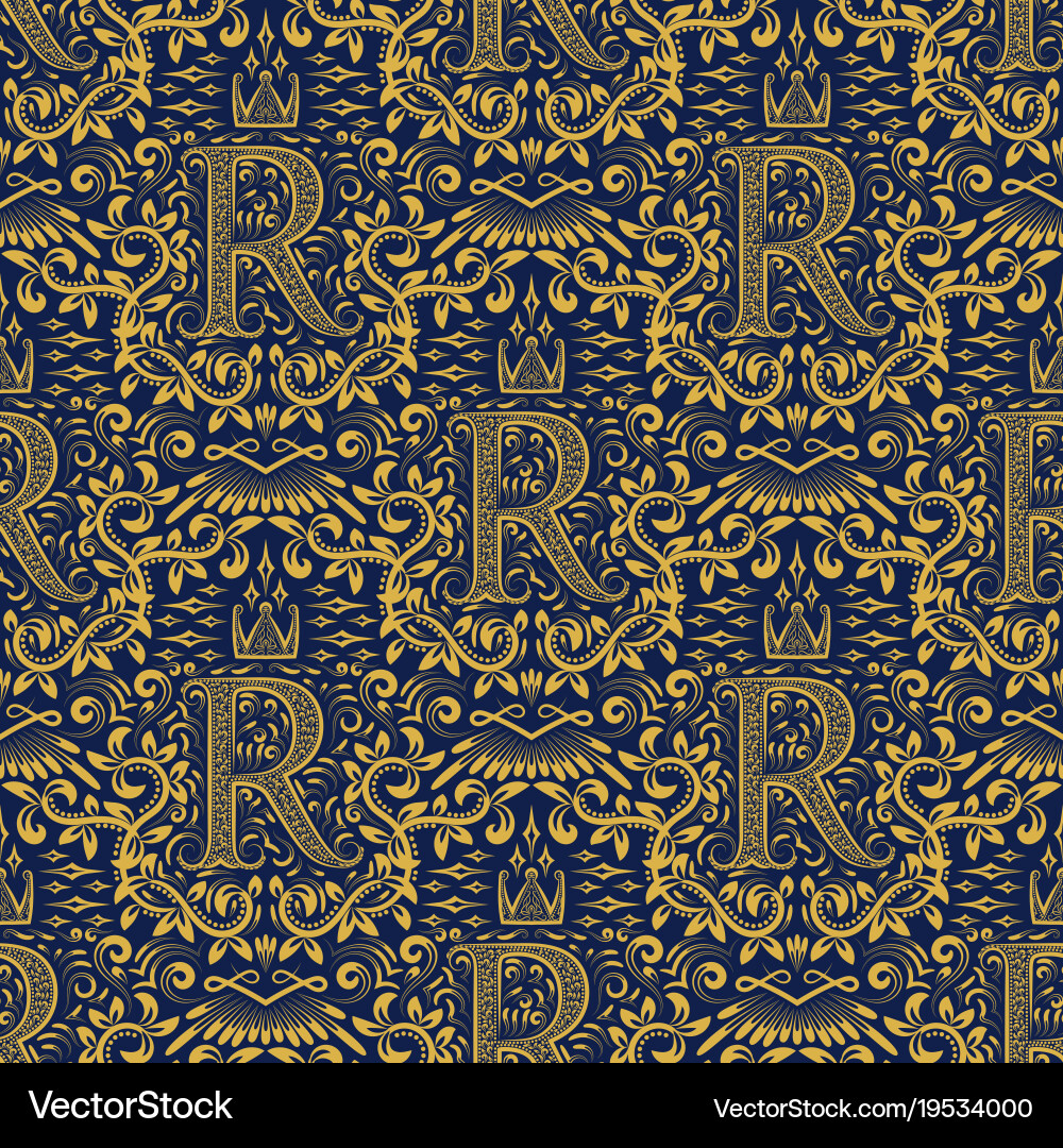 Damask seamless pattern repeating background vector image