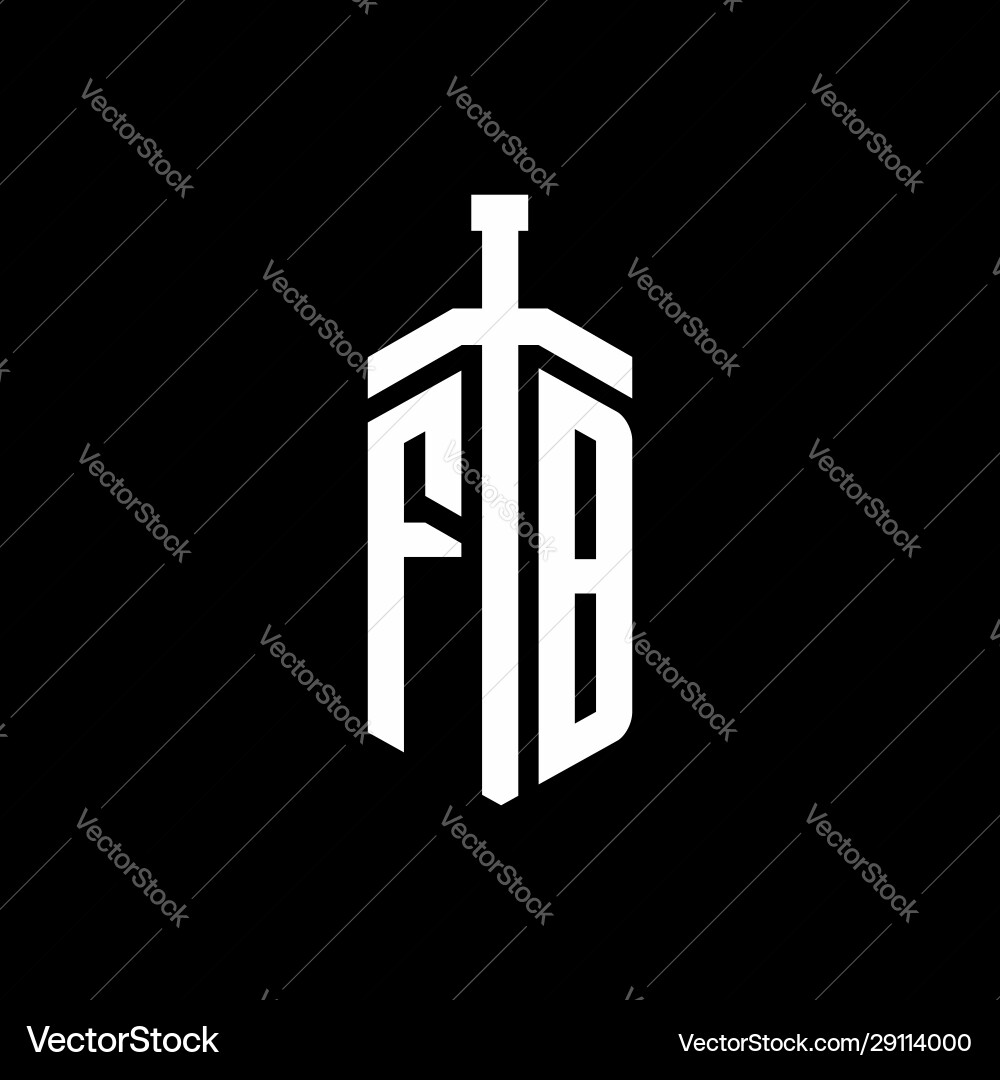 Fb logo monogram with sword element ribbon design Fb logo monogram with sword element ribbon design Vector Image