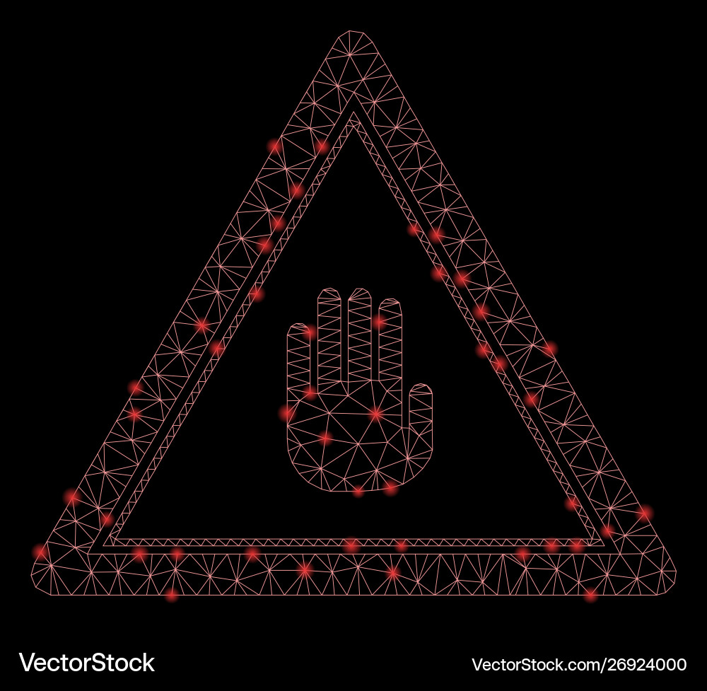 Flare mesh network stop hand triangle with Vector Image