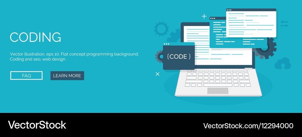 Flat background coding vector image