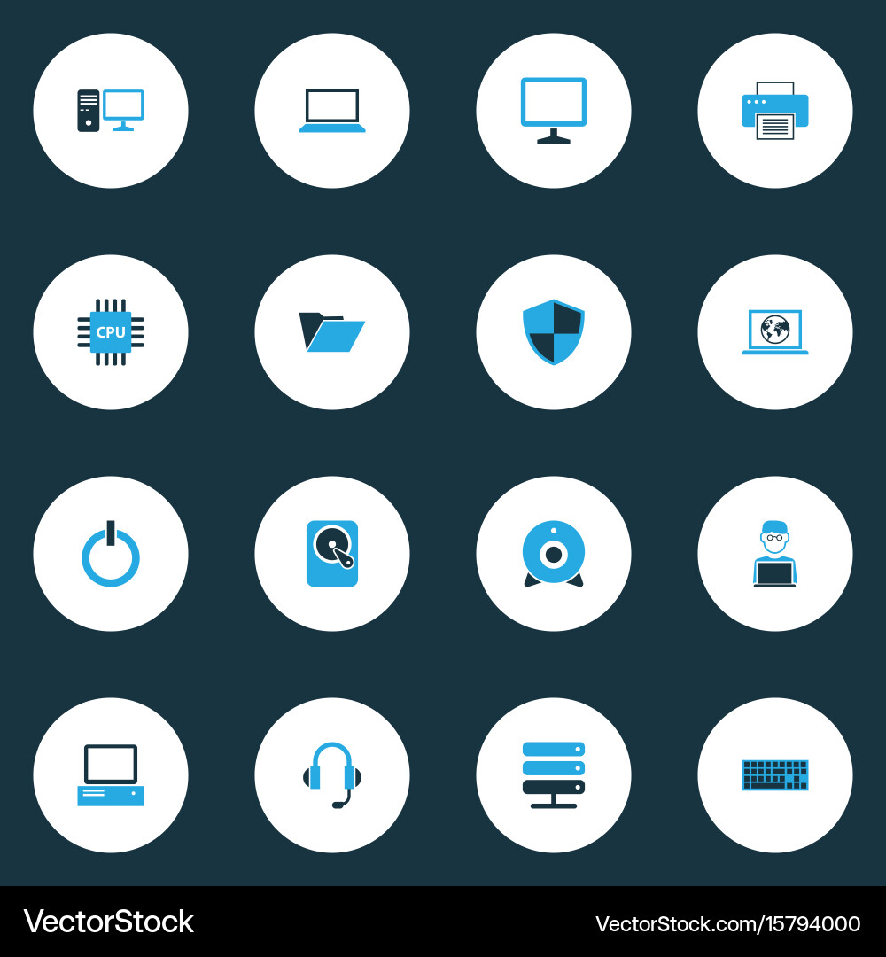 Hardware colorful icons set collection of network vector image