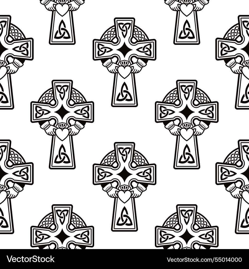 Irish seamless pattern with celtic cross Vector Image