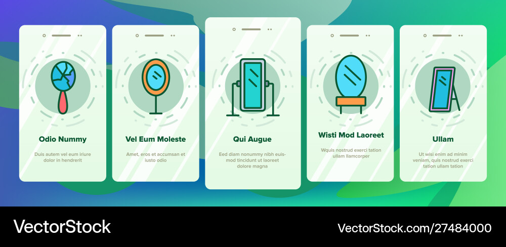 Mirror different form onboarding icons set Vector Image