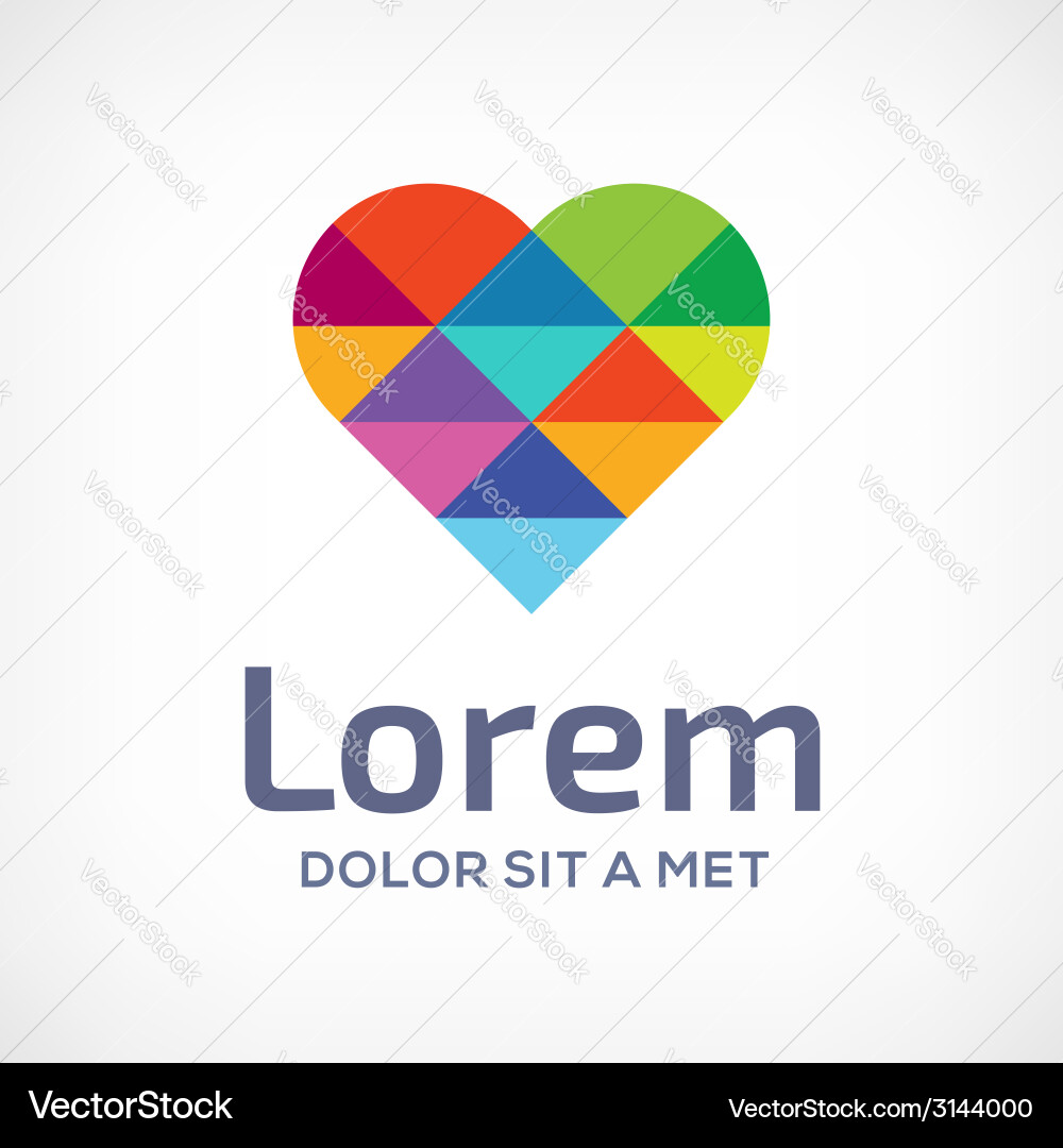 Mosaic Heart Logo Icon Vector Image