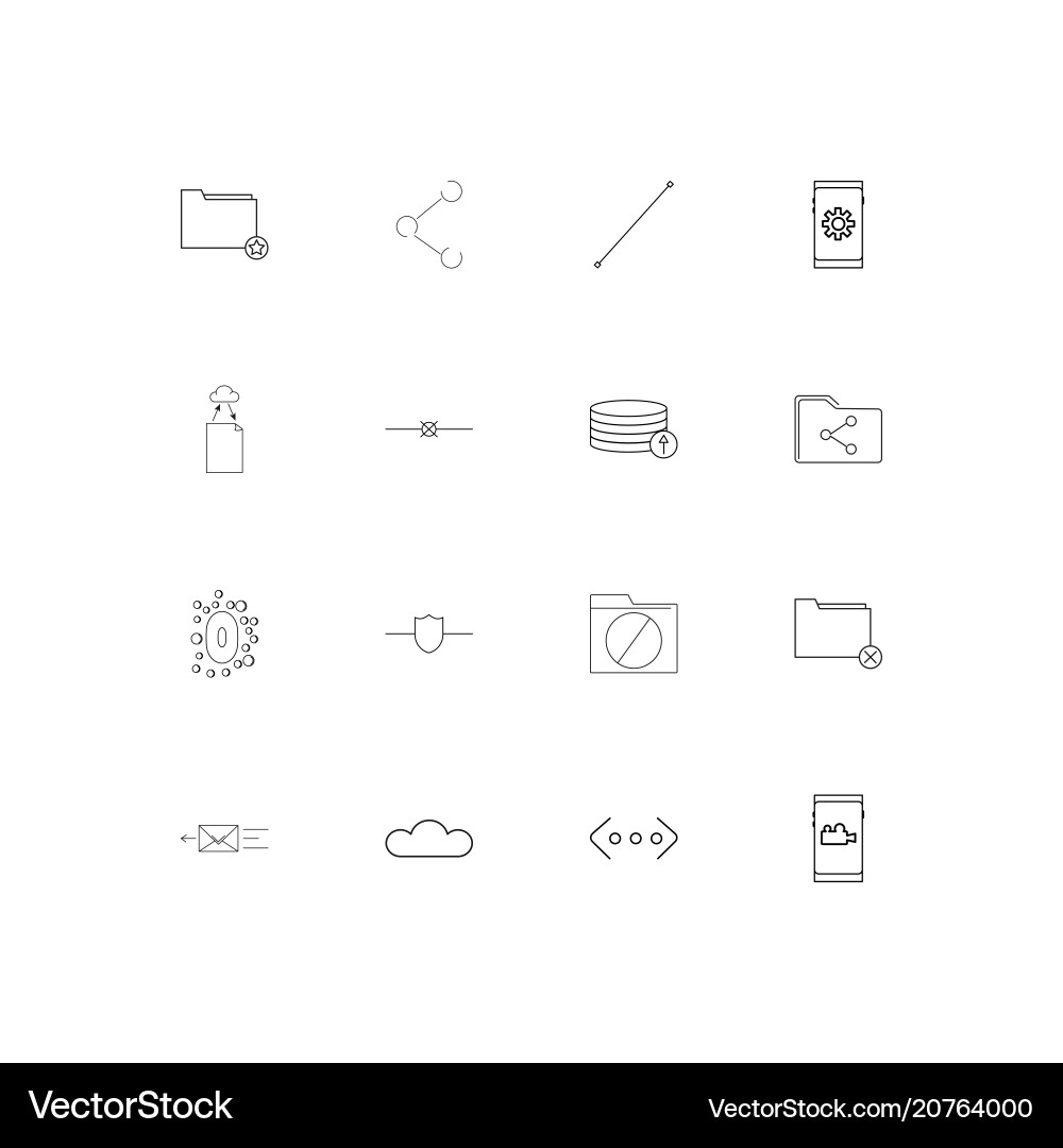 Network and database linear thin icons set vector image