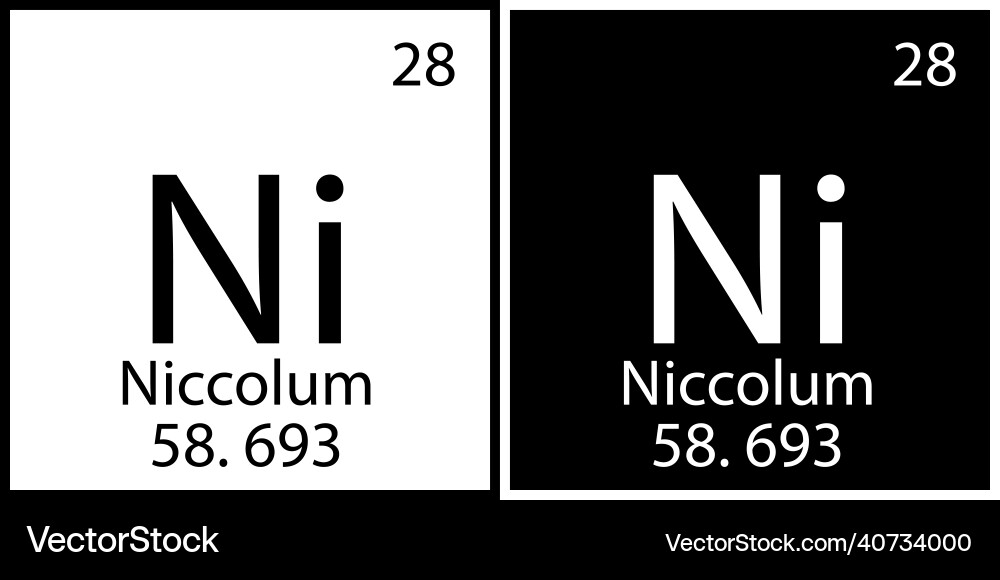 Niccolum chemische Symbol Quadratrahmen Bildung Niccolum chemische Symbol Quadratrahmen Bildung vektorbild