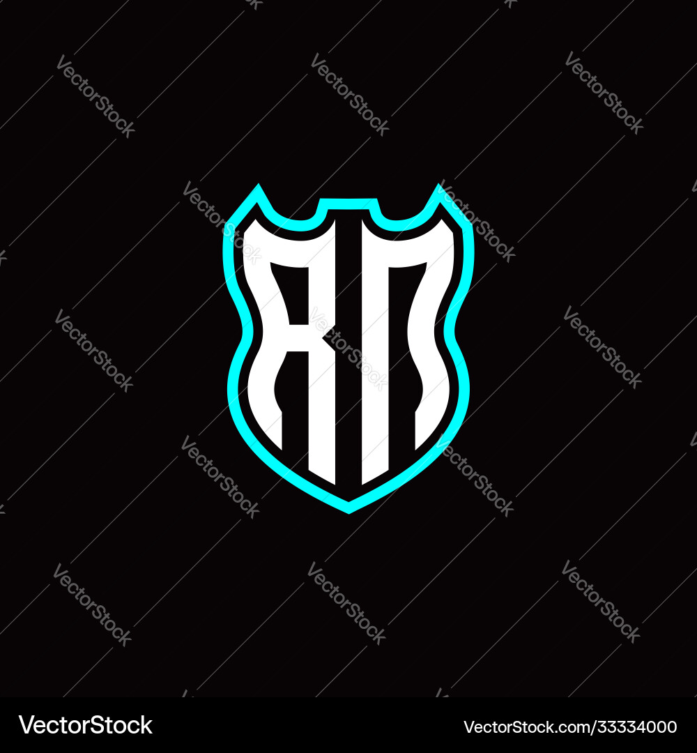 R n initial logo design with shield shape R n initial logo design with shield shape vector image