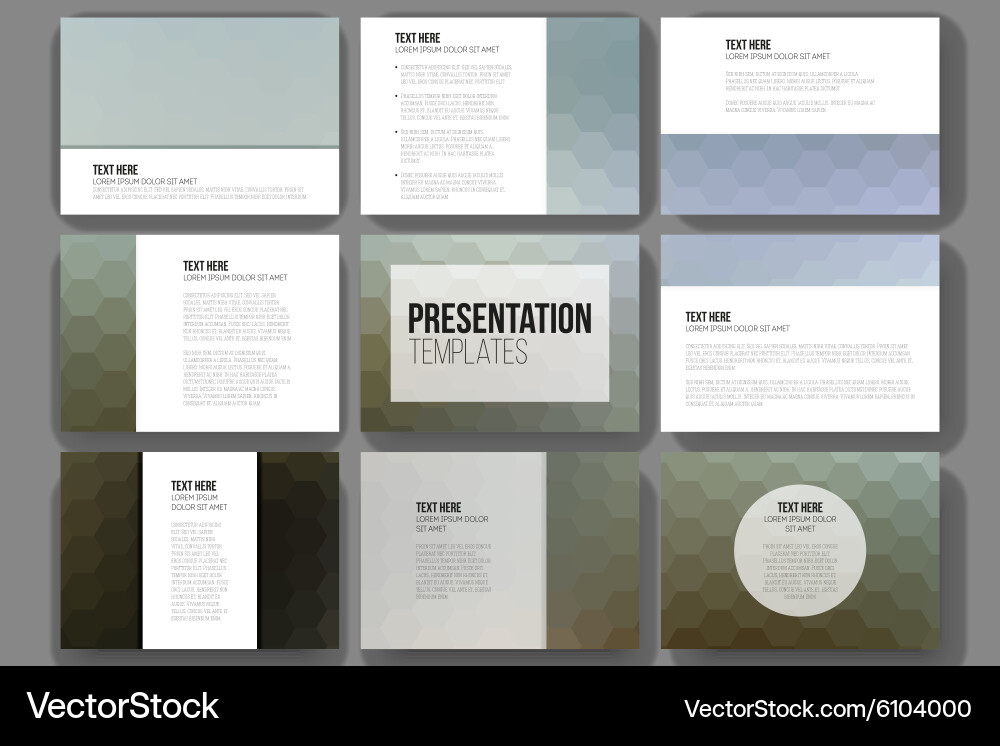 Set of 9 templates for presentation slides vector image