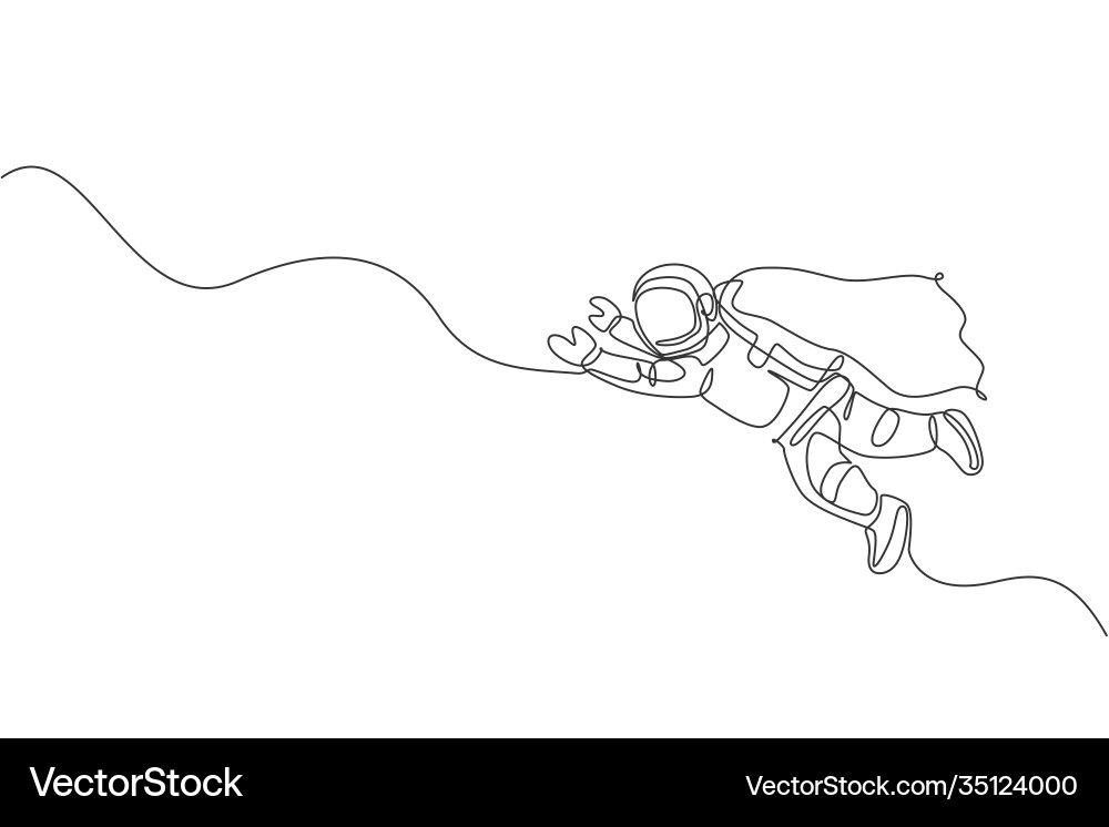 Single continuous line drawing floating science Vector Image