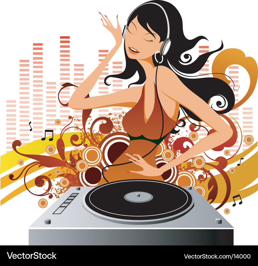 Stylish DJ Girl Vector Image
