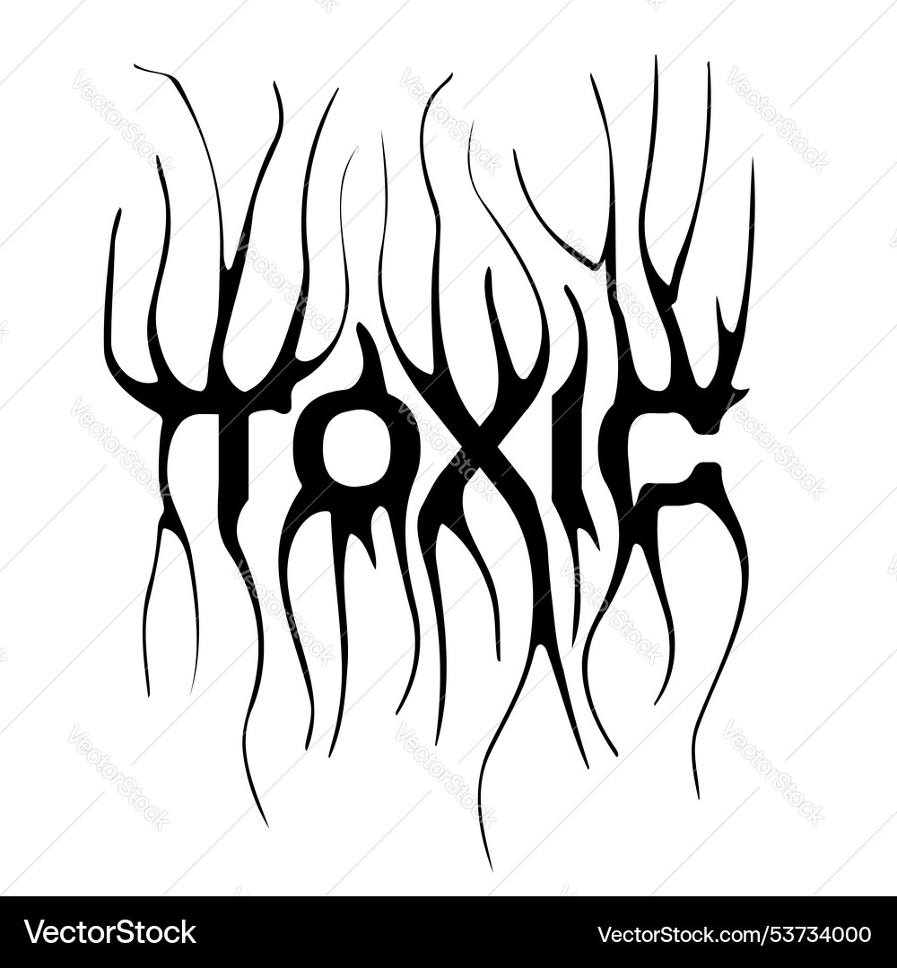 Toxic- slogan tee print design with distorted Toxic- slogan tee print design with distorted vector image
