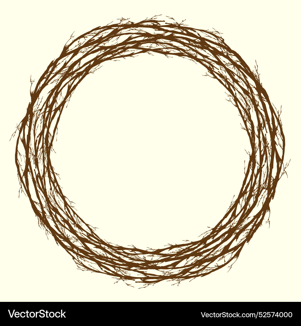 Tree branch lines circle frame Tree branch lines circle frame vector image