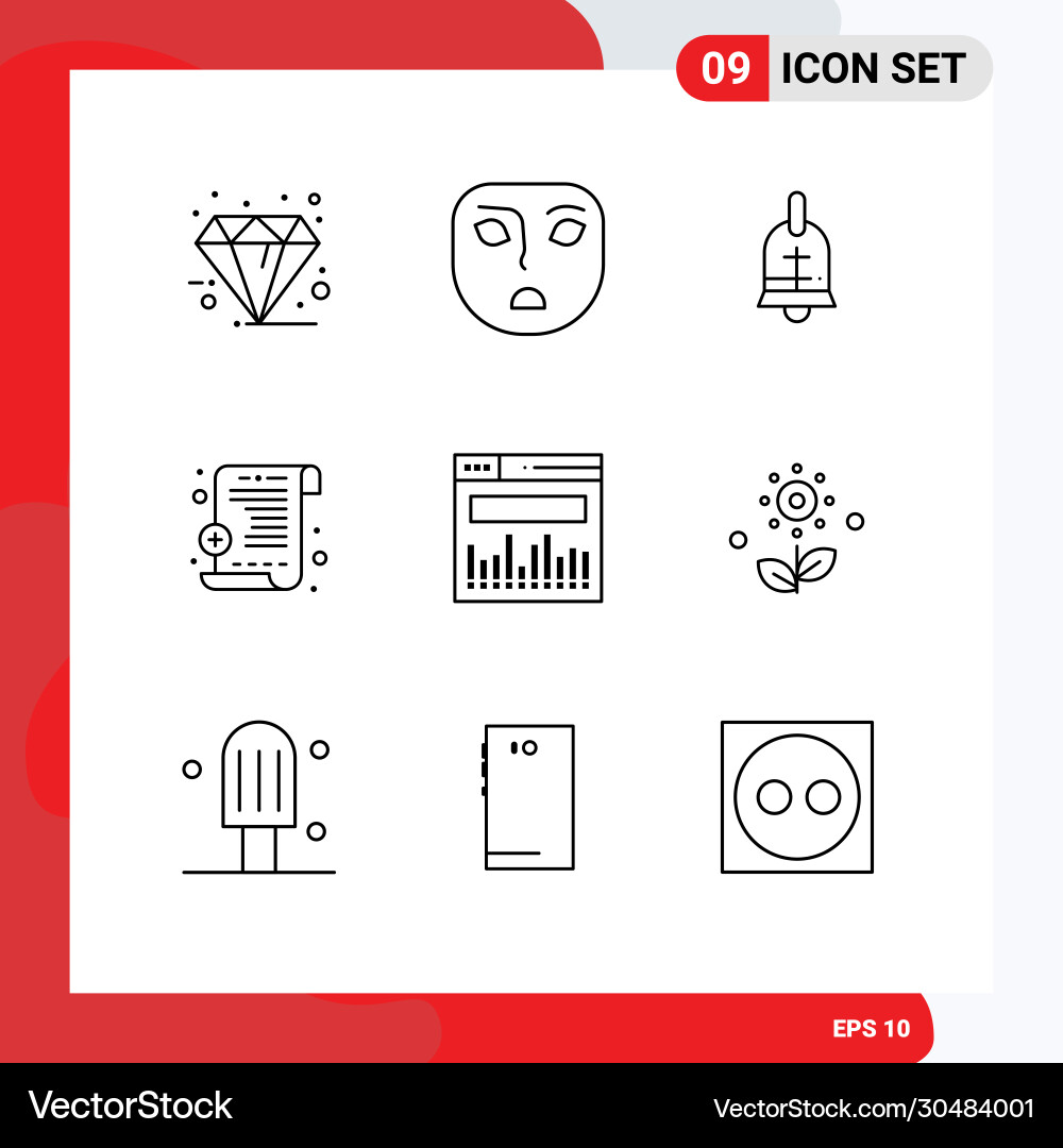 9 universal outlines set for web and mobile Vector Image