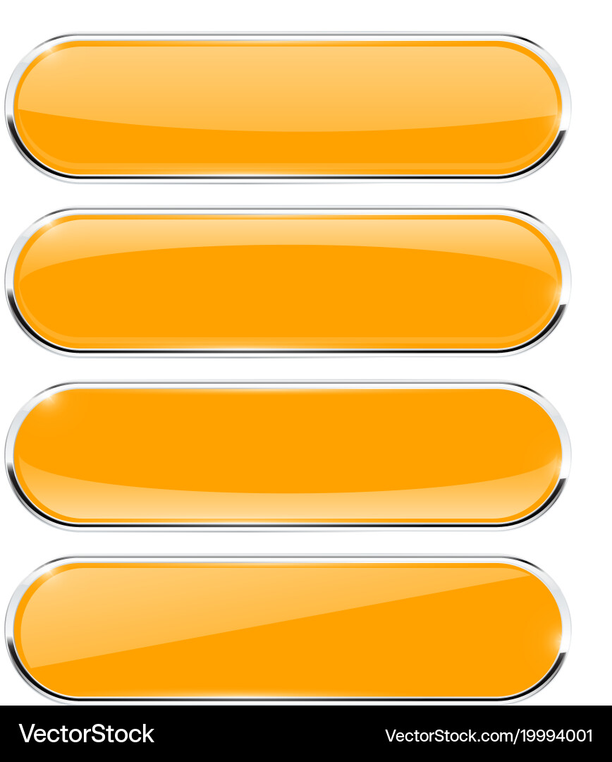 Buttons orange oval web icons with chrome frame vector image