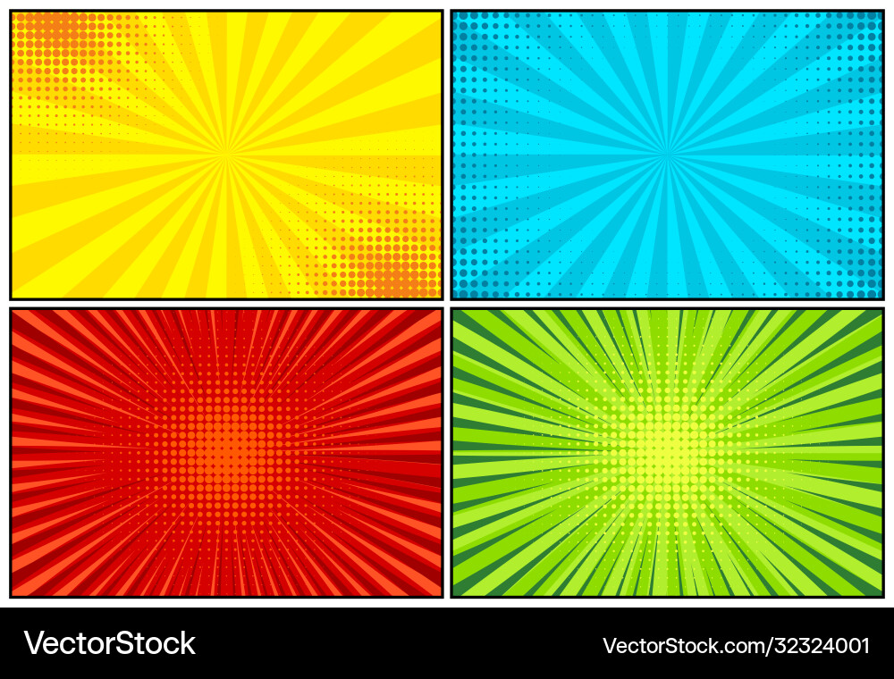 Cartoon comic backgrounds set comics book Cartoon comic backgrounds set comics book vector image