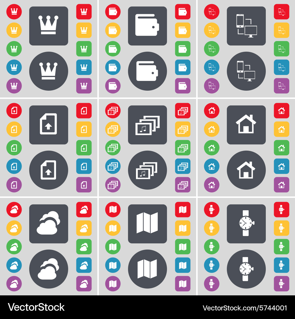 Crown wallet connection upload file gallery house vector image