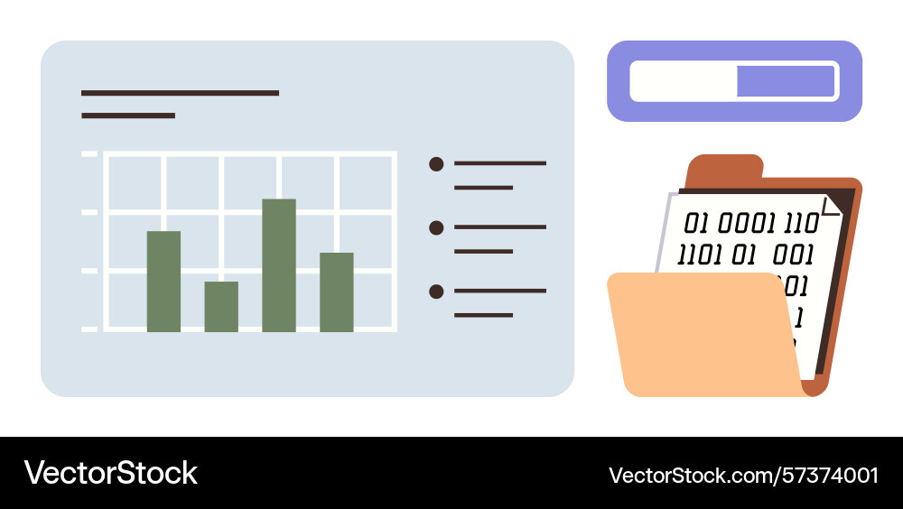 Data analysis with bar graph file folder Data analysis with bar graph file folder vector image