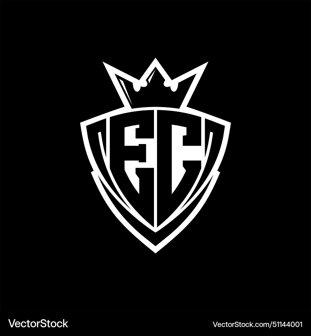 Ec letter logo with sharp triangle shield shape vector image