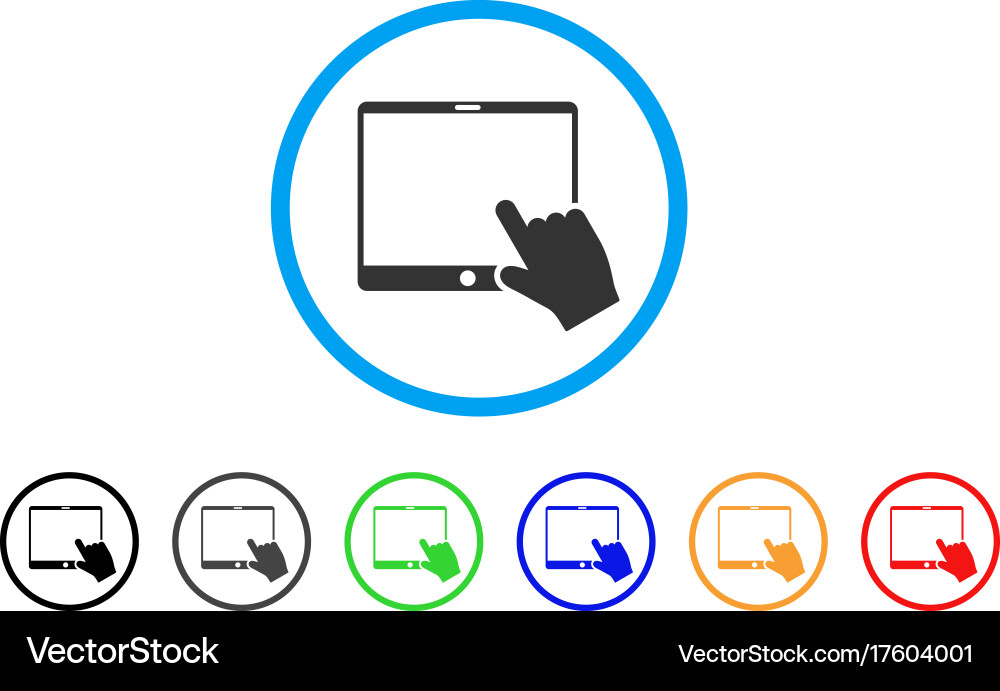 Hand pointer tablet rounded icon vector image