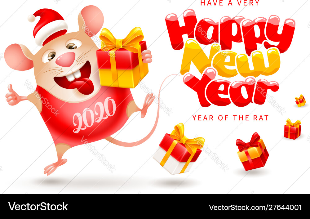 Happy new year rat Happy new year rat vector image