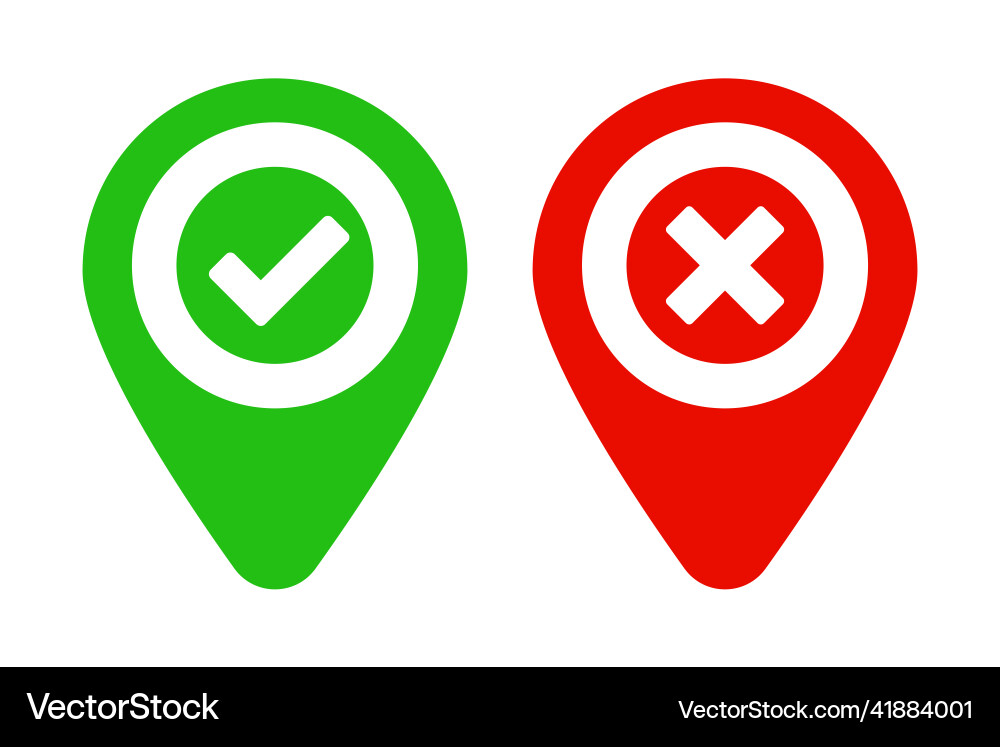 Map pins for checkpoints and off-limits areas vector image