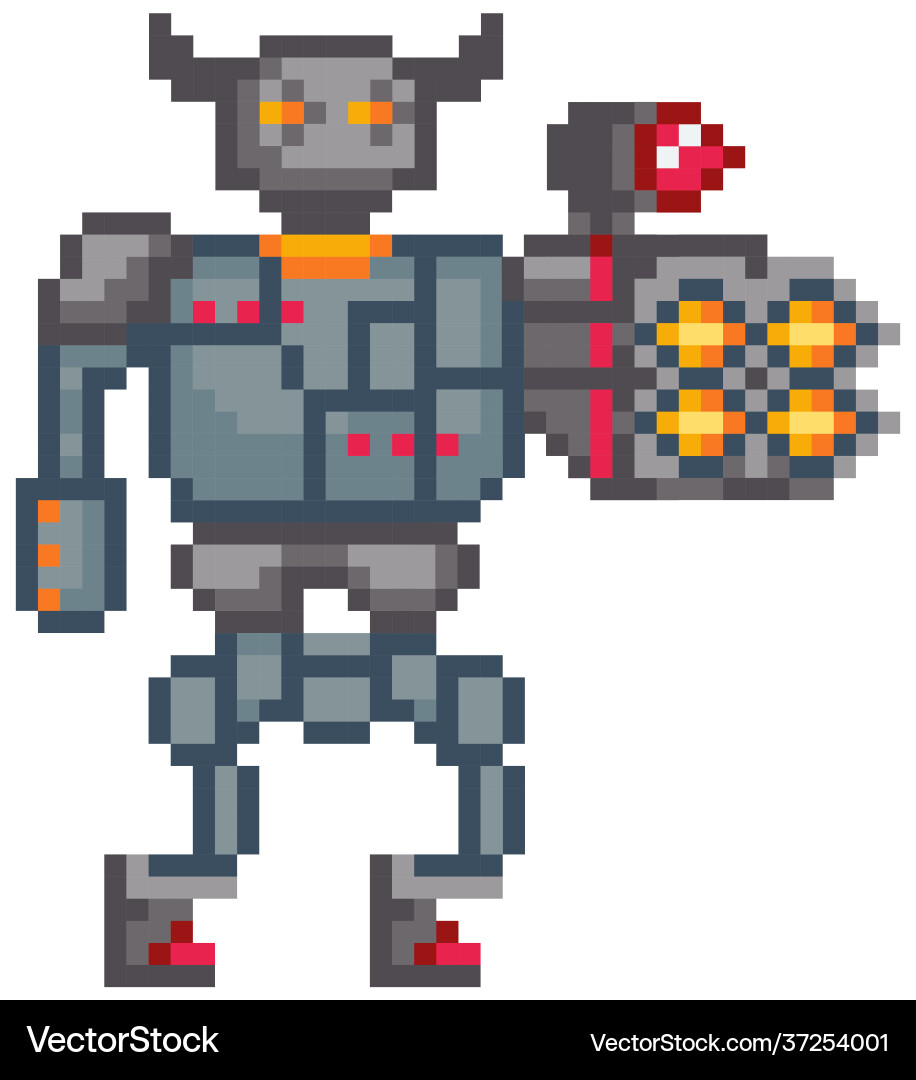 Mechanical man in iron armor robot with built-in Mechanical man in iron armor robot with built-in vector image