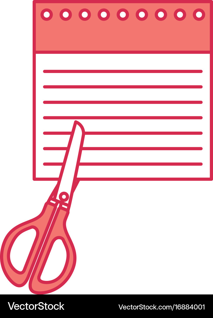 Notebook sheet with scissor vector image