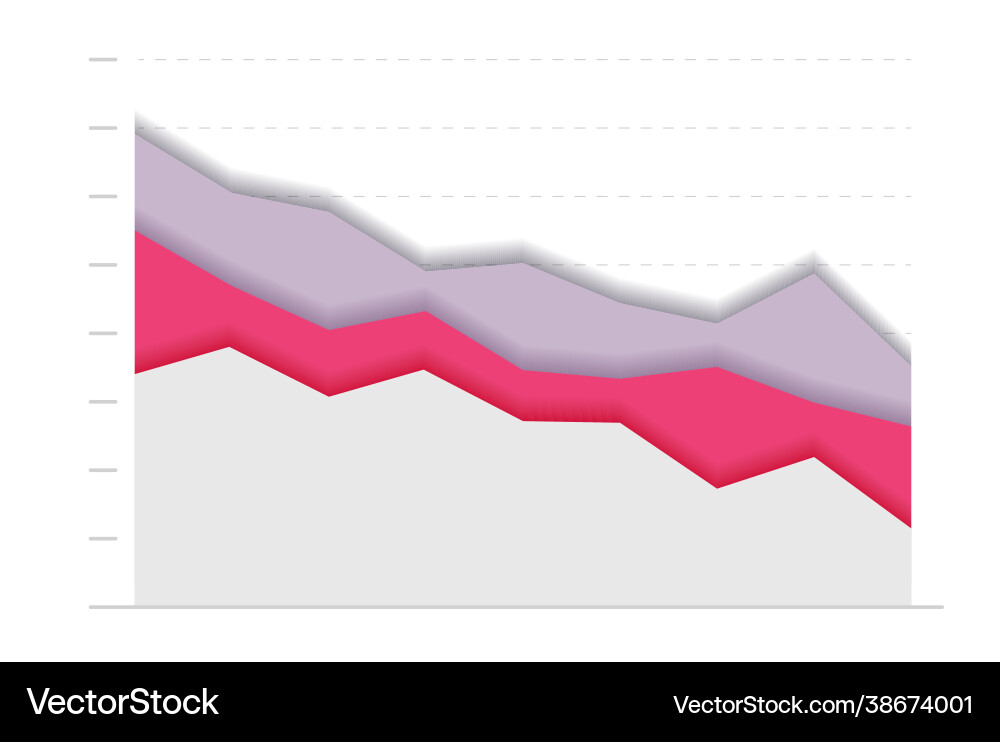Paper graph red and grey curve go down concept Paper graph red and grey curve go down concept vector image