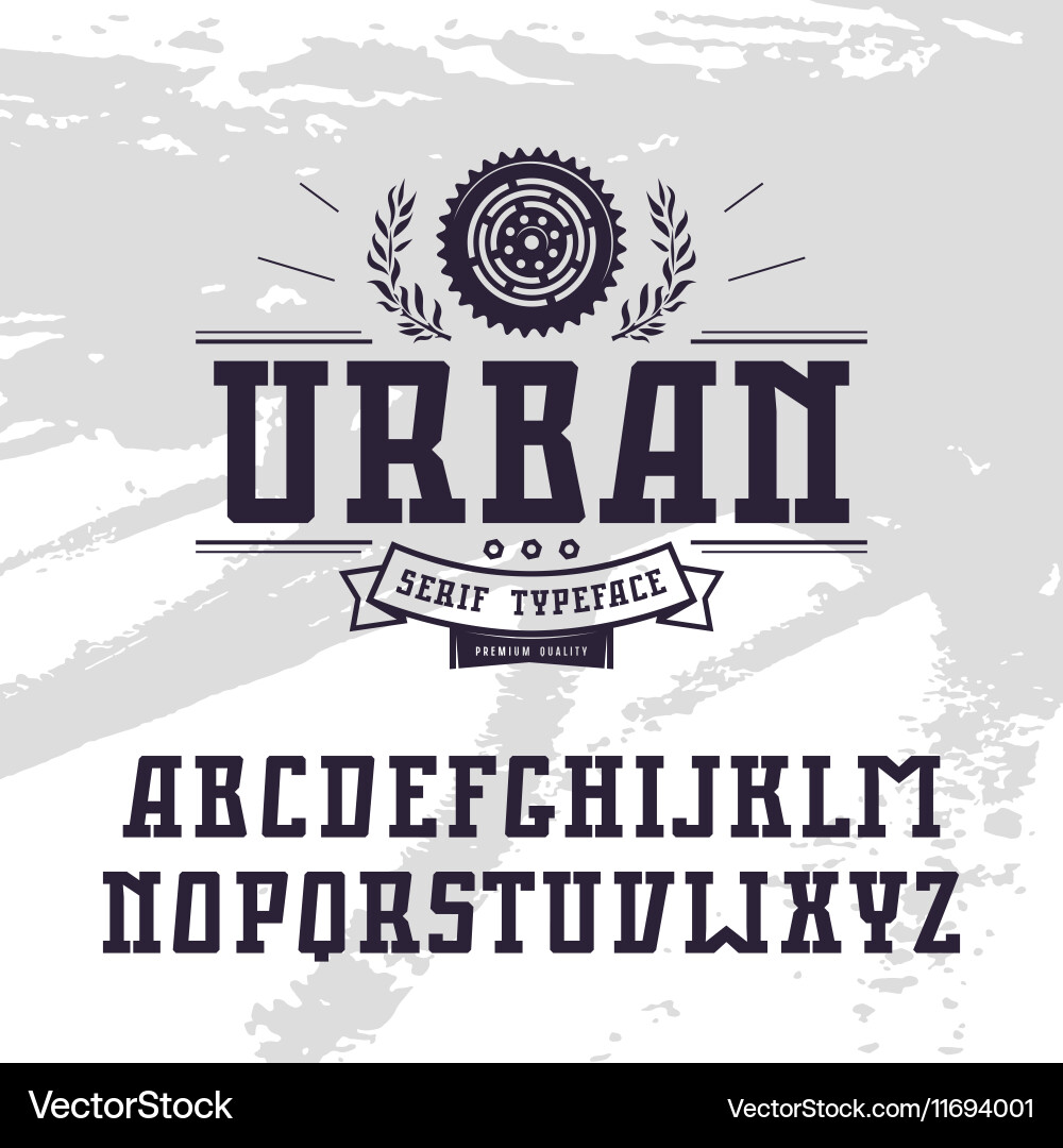 Rectangular serif font in urban style vector image