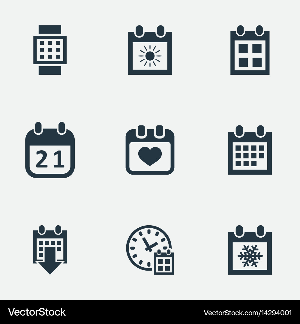Set of simple date icons vector image