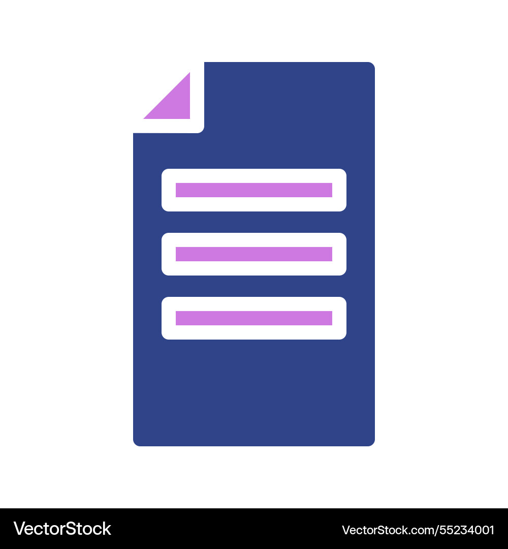 Simple document icon with purple text lines shape Simple document icon with purple text lines shape vector image