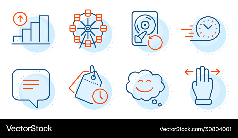 Smile chat multitasking gesture and graph chart Smile chat multitasking gesture and graph chart vector image