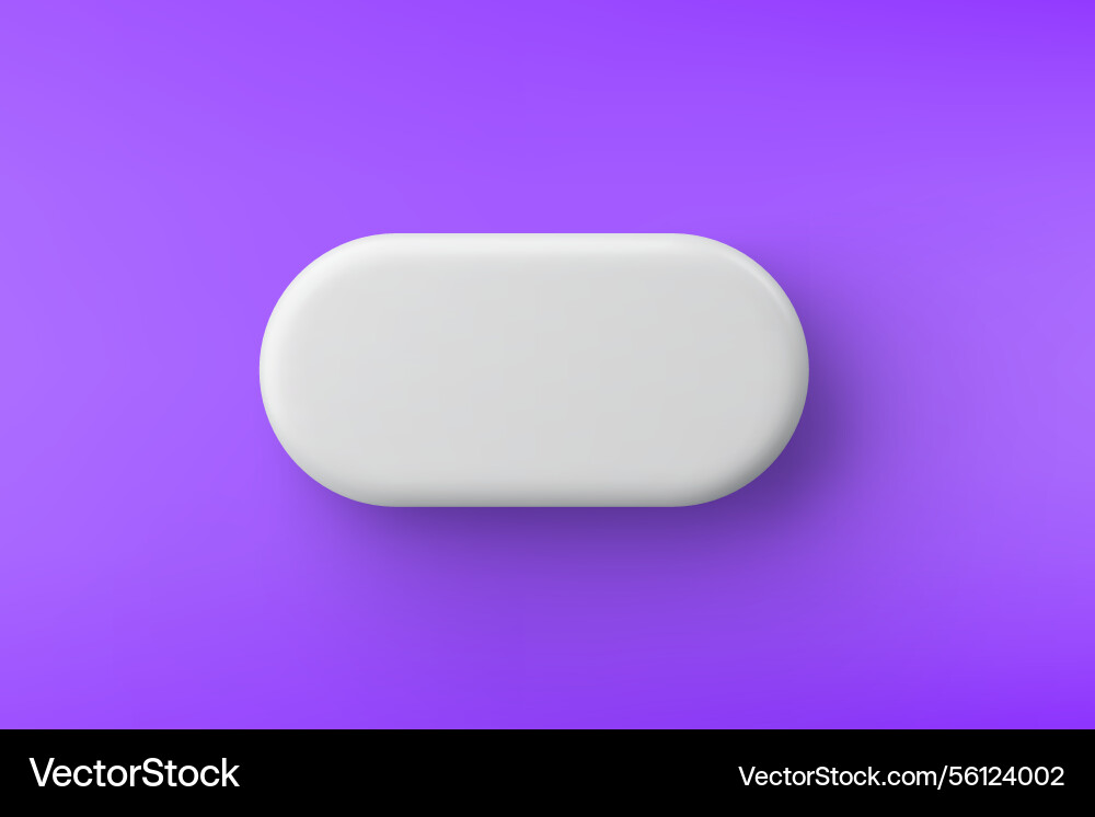 3d white plastic rounded rectangular button 3d white plastic rounded rectangular button Vector Image