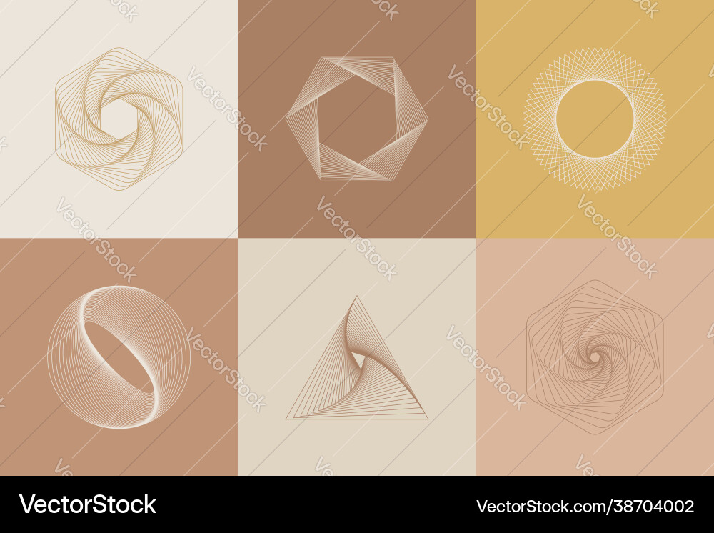 Abstract Twisted Shapes Set vector image