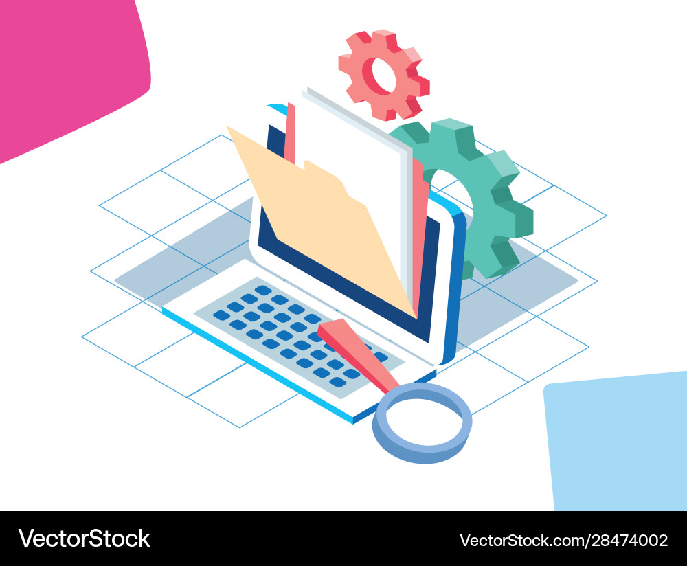 Big data colorful design with computer folder Big data colorful design with computer folder vector image