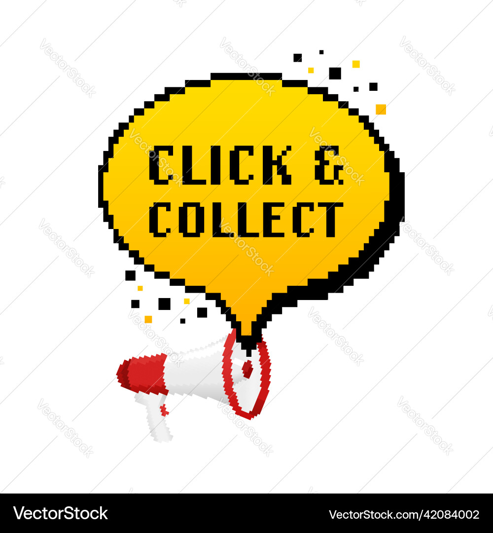 Click and collect megaphone in pixel style web Click and collect megaphone in pixel style web vector image
